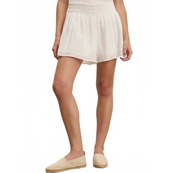 VELVET BY GRAHAM & SPENCER Pants - Velvet by Graham & Spencer Cream Eyelet High-Rise Shorts